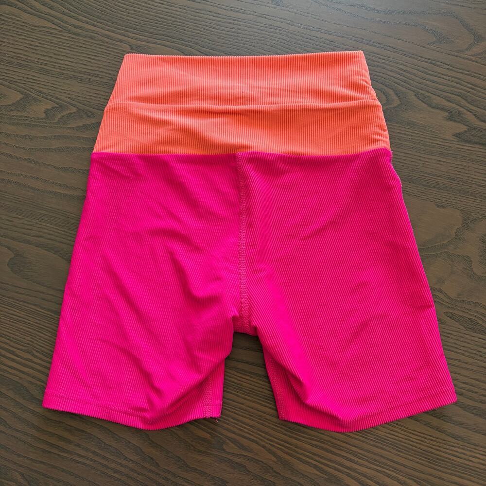 Beach Riot Cora Bike Short Magenta Coral S Ribbed Women’s Athletic 6” Inseam - Picture 6 of 6